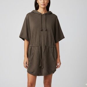 ARITZIA Wilfred Free Caron Cape Hoodie Poncho Short Sleeve Drawstring Brown M